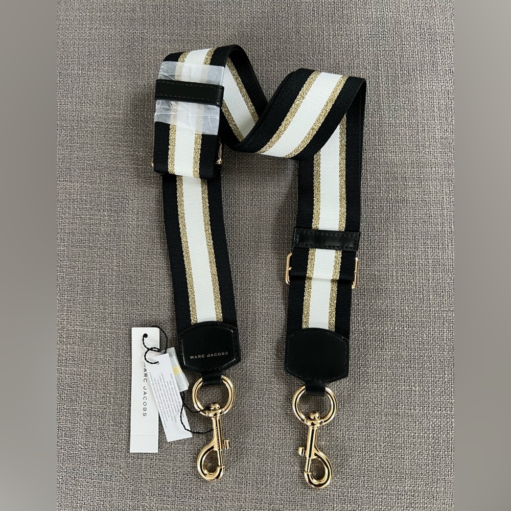 New Marc Jacobs Webbing Strap in One Size Black/Gold